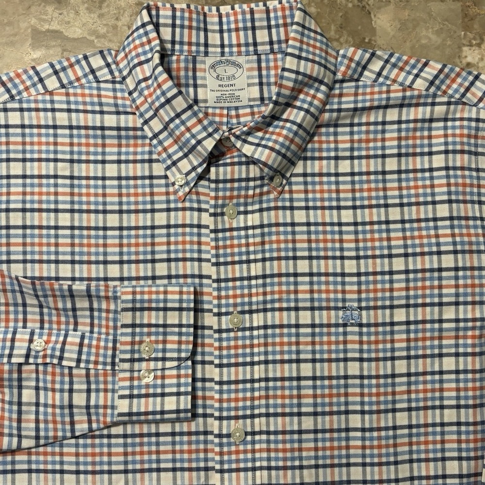 Brooks Brothers Shirt Mens Large Oxford Long Sleeve Regent Polo Cotton OCBD